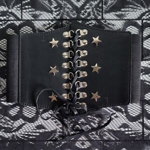 Black Corset Belt with Star Accents